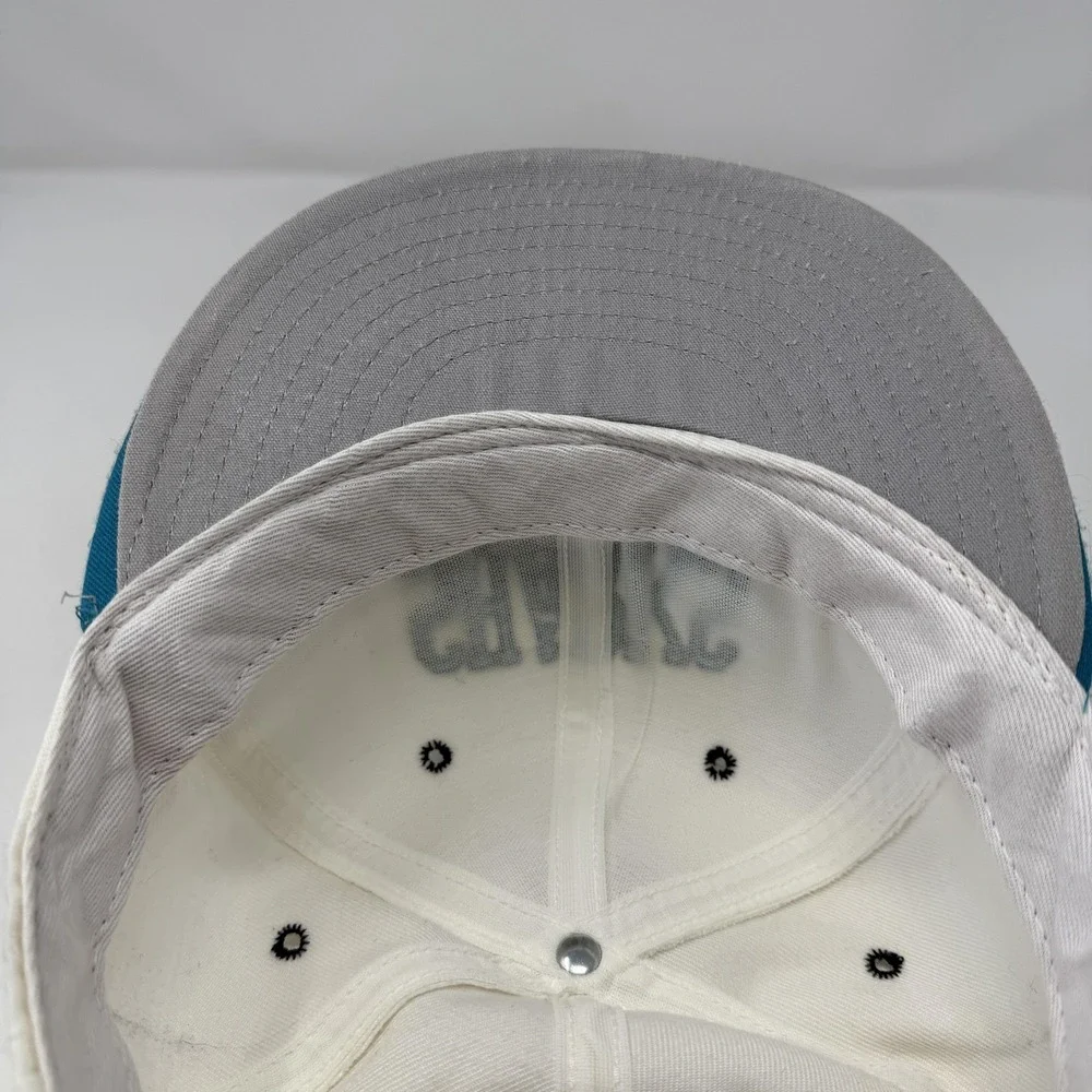 Vintage San Jose Sharks Hat Cap Fitted Mens 7 1/4 White Teal NHL Hockey Annco